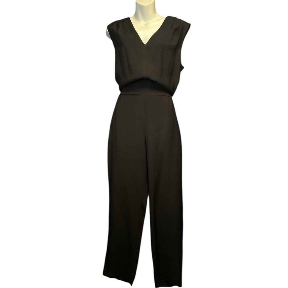 J. Crew Drapey Oxford Crepe V-Neck Jumpsuit Size 10 Black C6318 - Picture 4 of 5